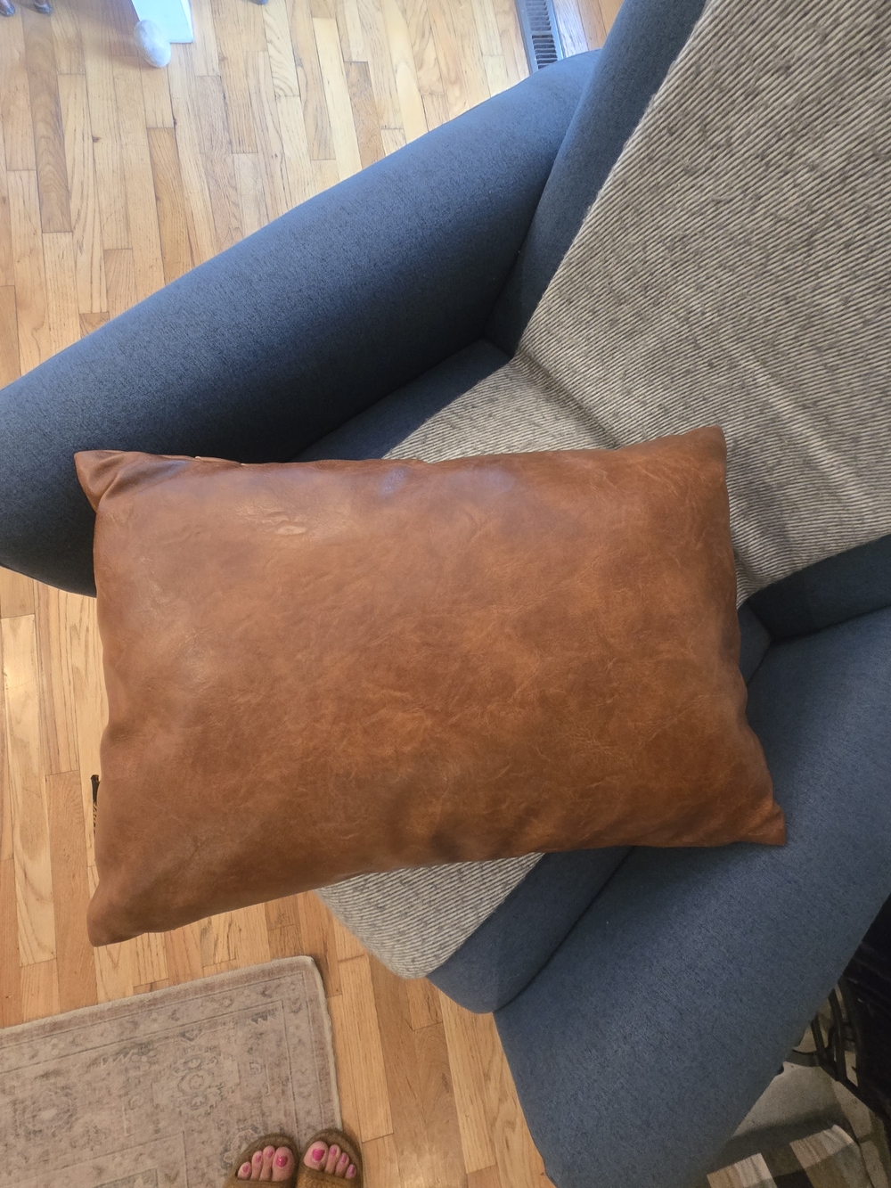 FRYE Woven Faux Leather Accent Pillow - Brown - Picture 3 of 6